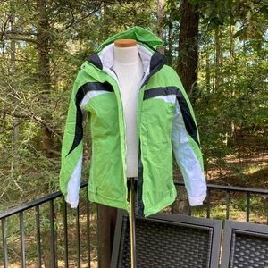 Columbia jacket with inside liner green/white Used and signs of wear sz. S